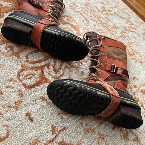 EUC Sorel Conquest Carly Tall Winter Lace Up Waterproof Boots Sz 7 - Picture 8 of 10